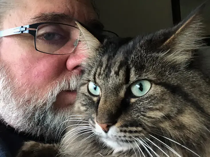 Bill Cameron and Frank: The Author and His Feline Overlord